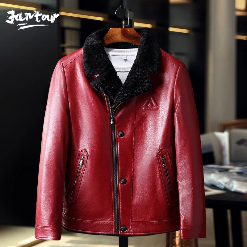 Мужская куртка на утином пуху из искусственной кожи зимняя размера плюс M-3XL 2019 |