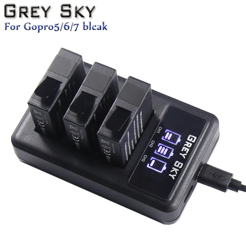 1600 мАч Go pro hero 5 аккумулятор+ светодиодный USB 3 порта зарядное устройство type C порт для GoPro 5 hero 5 hero 6 7 hero 6 4K hero 7 аксессуары для камеры