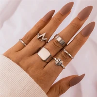 hi man 6 pcsset simple glossy heart wave ring women fashion all match anniversary party jewelry gift accessories