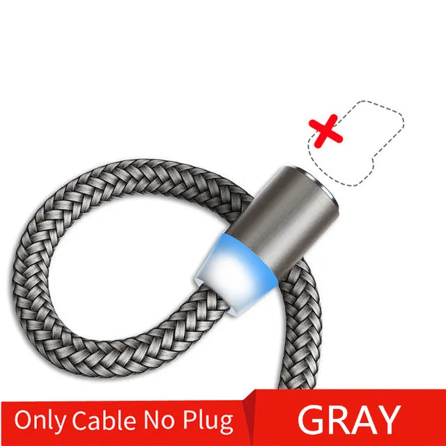 Олаф 2 м Магнитный Micro USB кабель для iPhone samsung Android мобильный телефон Быстрая зарядка usb type C кабель магнит зарядное устройство провод шнур - Цвет: Only Cable Grey
