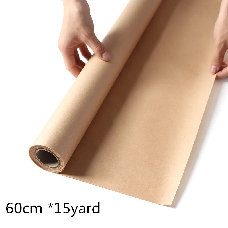 60 см * 15 ярдов двусторонняя цветочная упаковка рулон крафт-бумаги