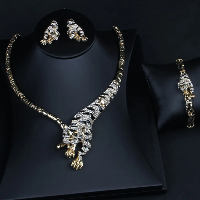 

Zlxgirl высокого качества из алюминиевого сплава с тигром Ожерелье & Серьги, нержавеющая сталь, браслет Ювелирные наборы, европейский бренд, зо...