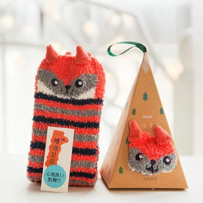 10 1pair fuzzy socks warm socks Embroidery Cartoon Casual Christmas Socks Towel socks Cute Sleep Socks Funny Socks Women kawaii Hot - Color: 10