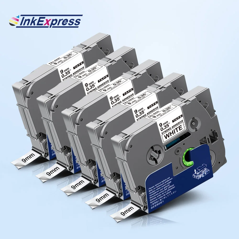 

5PK запечатанных лент для Совместимость Брат S221 Лента Сильный Клей ламинированная лента 9 мм для Brother герметизирующая ptfe-лента для печати ярл...