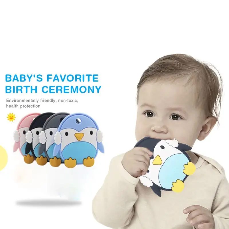 

Cute Cartoon Penguin Teether Silicone Molar Stick Baby Infant Teething Soother Toys Accessory