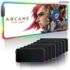 Настольный коврик Arcane Jinx Vi Jayce со светодиодный подсветкой, компьютерный коврик для мыши, Лига Легенд, 90 х4, 0 см, клавиатура с подсветкой, игровой коврик для мыши RGB