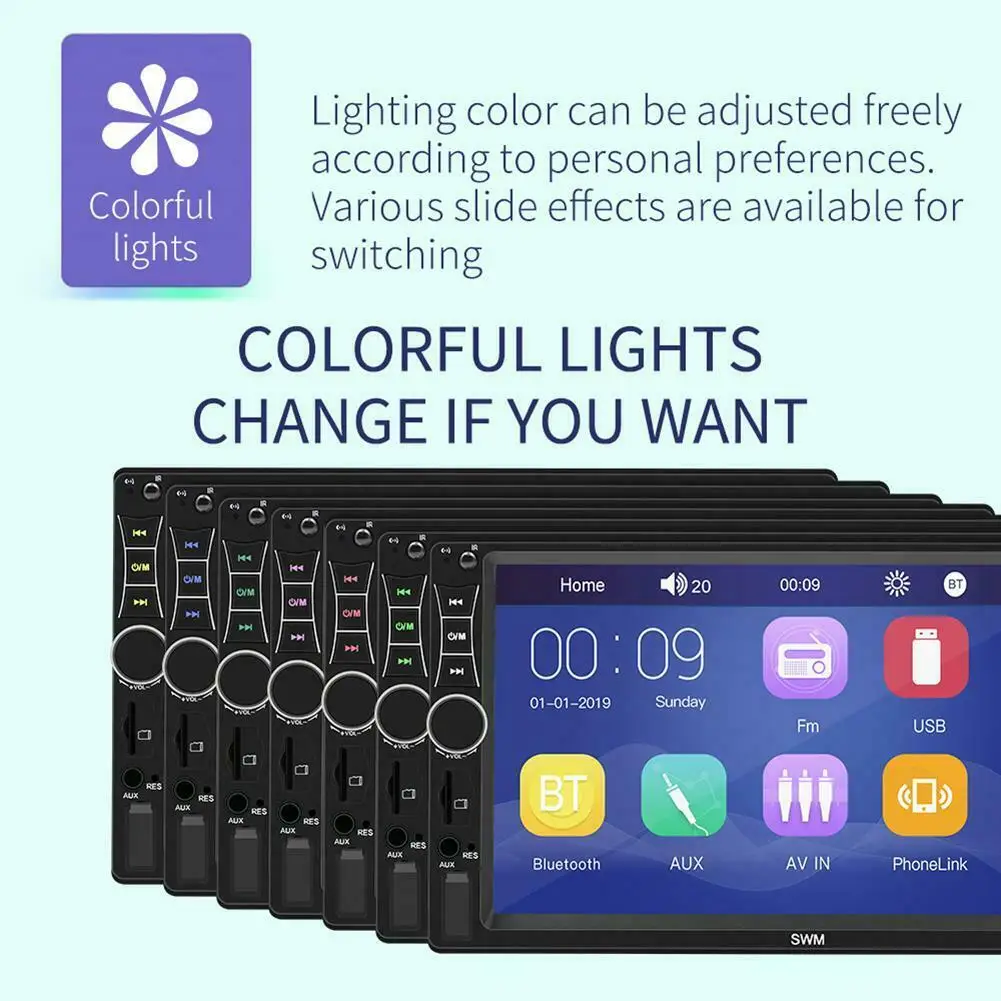 Автомагнитола 2 DIN SWM A7 стерео-система с сенсорным экраном 7 дюймов Bluetooth AUX U-диском