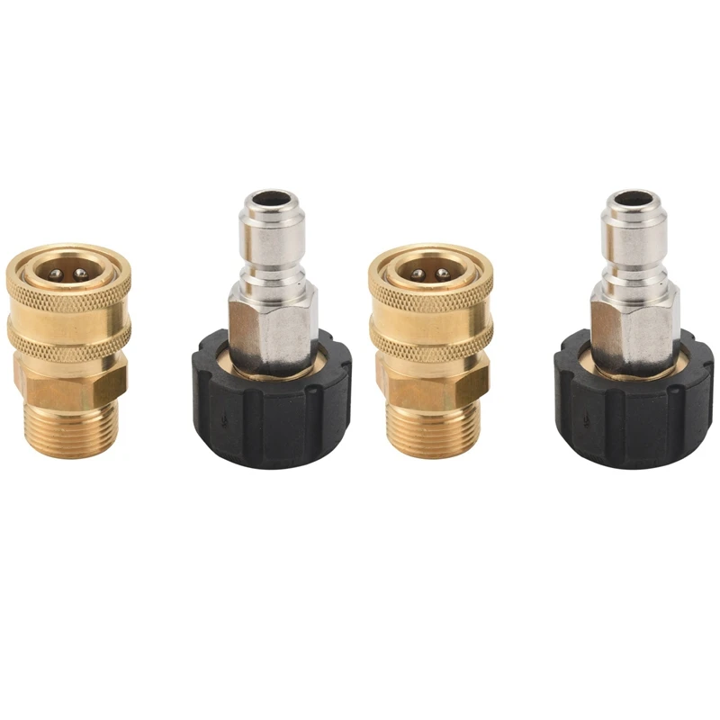 4X Pressure Washer Adapter Set, Quick Connect Kit, Metric M22 15Mm Female Swivel To M22 Male Fitting, 5000 Psi