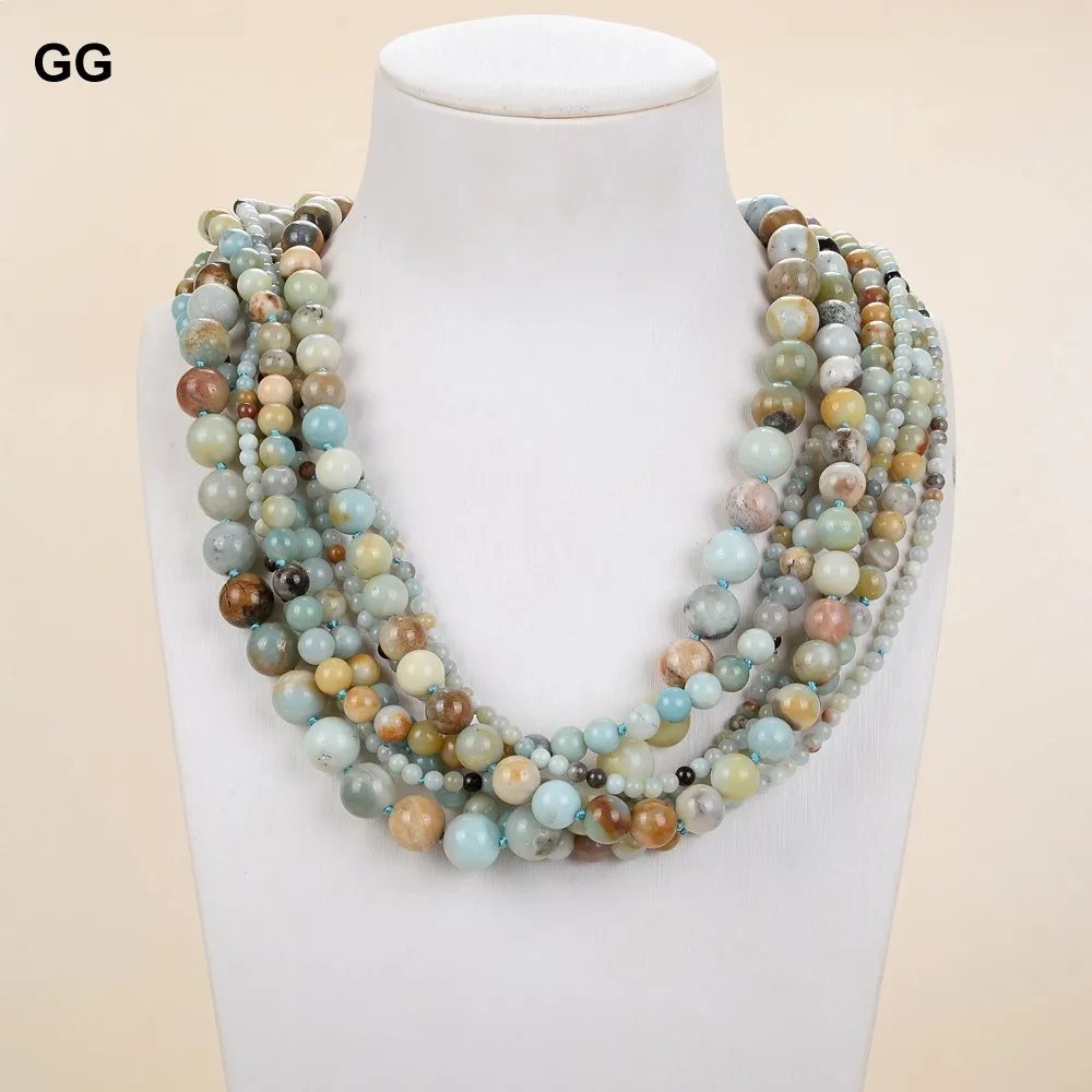 Женское ювелирное изделие GG Jewelry натуральное круглое ожерелье из амазонита 19