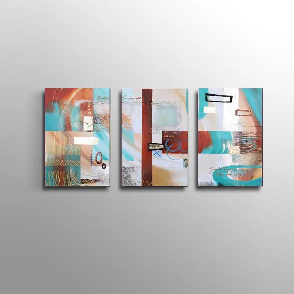Ручная роспись 3 панели абстрактная масляная живопись на холсте красочные серые