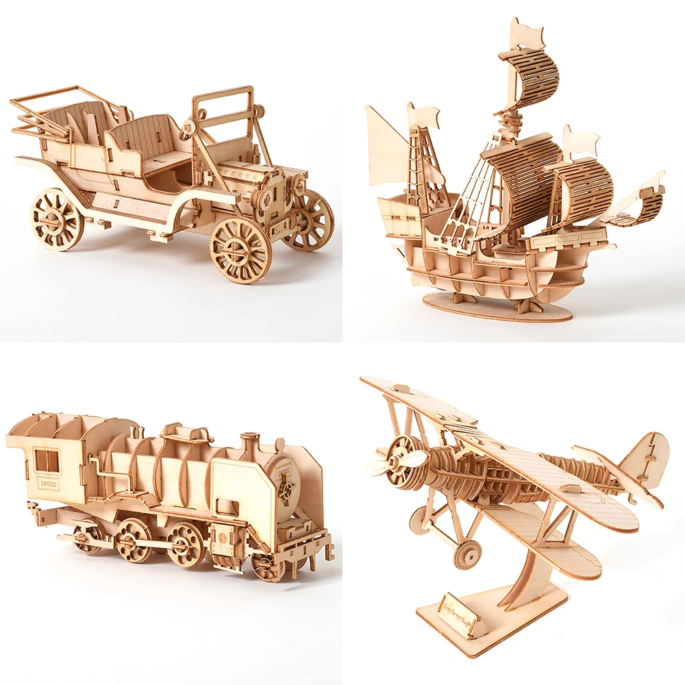 Деревянная модель-пазл сделай сам механические игрушки ручной работы для детей