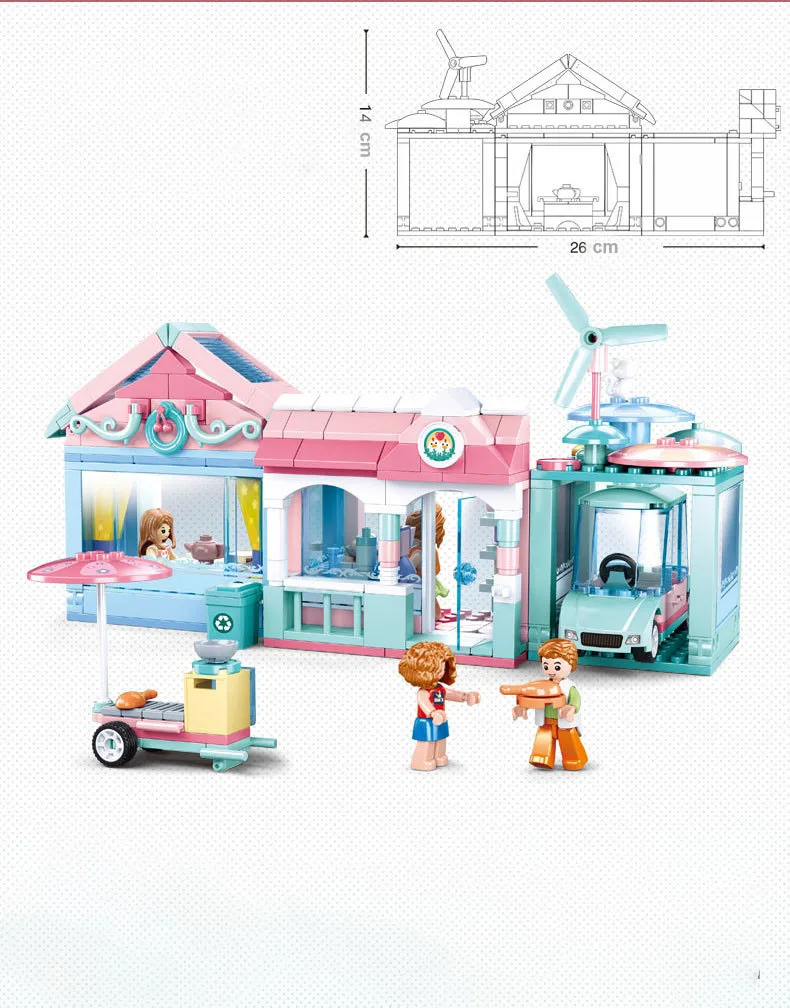 

410pcs SLuban Dream Wedding Series Garden Cottage Set Sail For Assemble Building Blocks 1Cat 4 Dolls Minifigures Couples Gifts