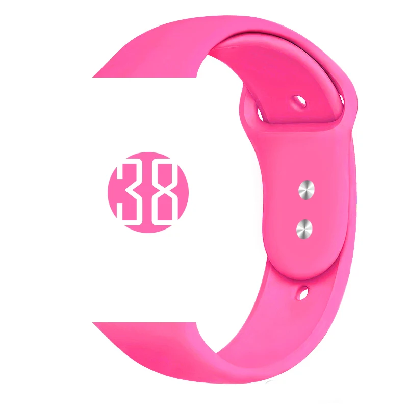 38 Barbie Pink Цветной мягкий силиконовый спортивный ремешок для Apple Watch Series 5 4 3 2 1 38 мм 42 мм резиновый ремешок для часов iWatch 5 4 40 мм 44 мм - Цвет ремешка: 38 Barbie Pink