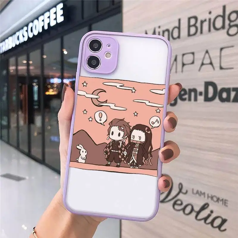 

Cute Japan Demon Slayer Phone Cases Matte For iPhone 12 Mini 11 Pro XR XS Max 7 8 Plus X Hard PC Back Cover
