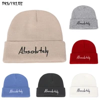 new style knitted embroidery no eaves hat autumn and winter mens and womens fashion trend knitted hat outdoor warm cap