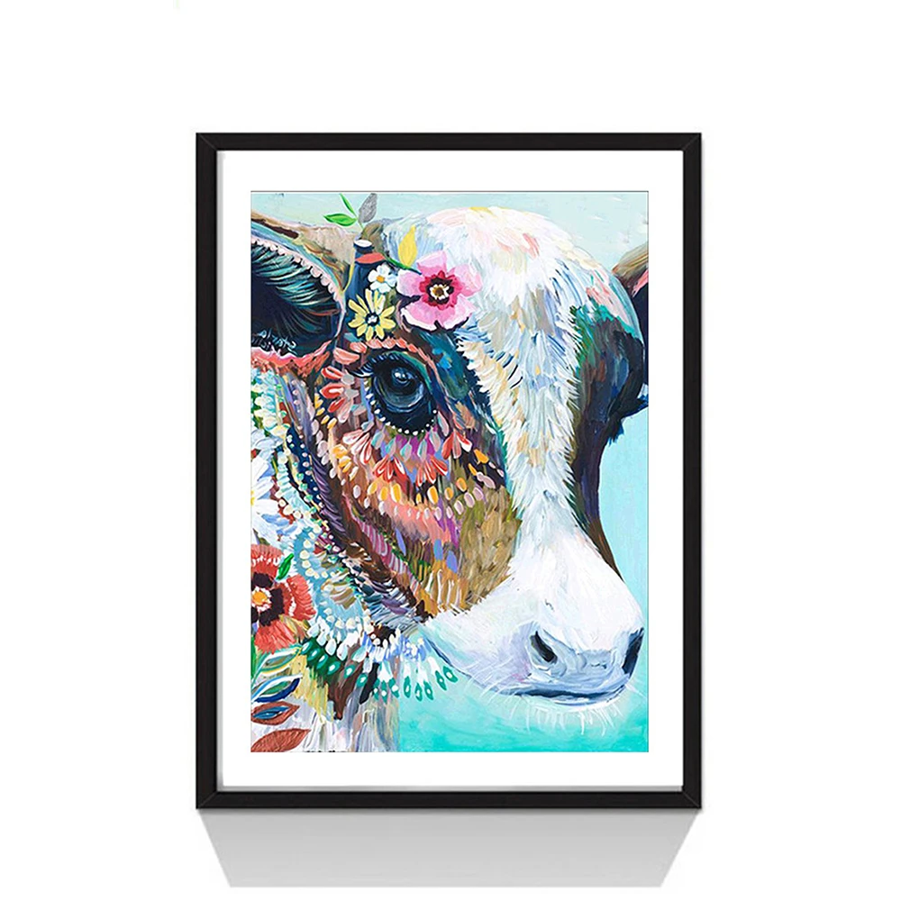 4 шт./компл. полная дрель круглая Алмазная картина корова животное 5D DIY Вышивка