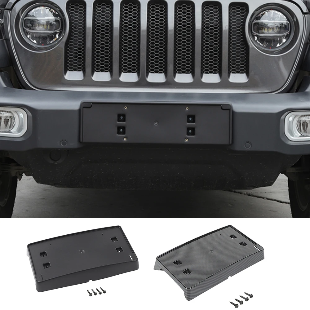 

ABS Front License Plate Mounting Bracket Holder Cover Trim Fit for Jeep Wrangler JL Gladiator JT 2018-2021 Car Accessories