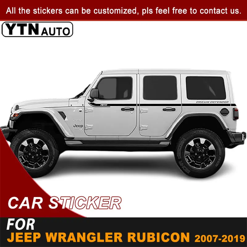 Боковая дверь кузова автомобиля Наклейка для Jeep Wrangler JL Rubicon 2007-2019 1941 слова юбка