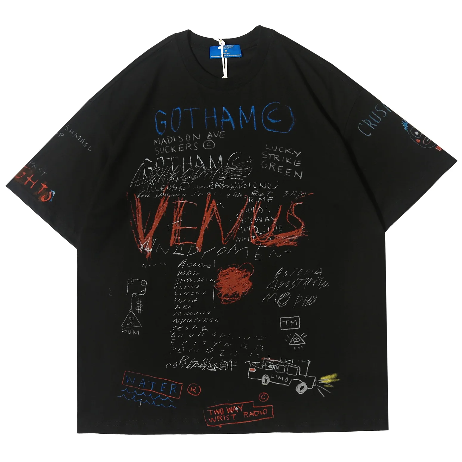 

Harajuku Graffiti T Shirt Sweatshirt Mens Hip Hop Short Sleeves Streetwear Casual Fashion Clothes Hipster 2020 new Cotton tops