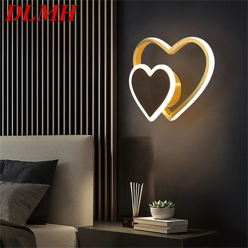 

DLMH Nordic Wall Sconces Lamps Brass Contemporary Creative Love Shape LED Light Indoor For Home