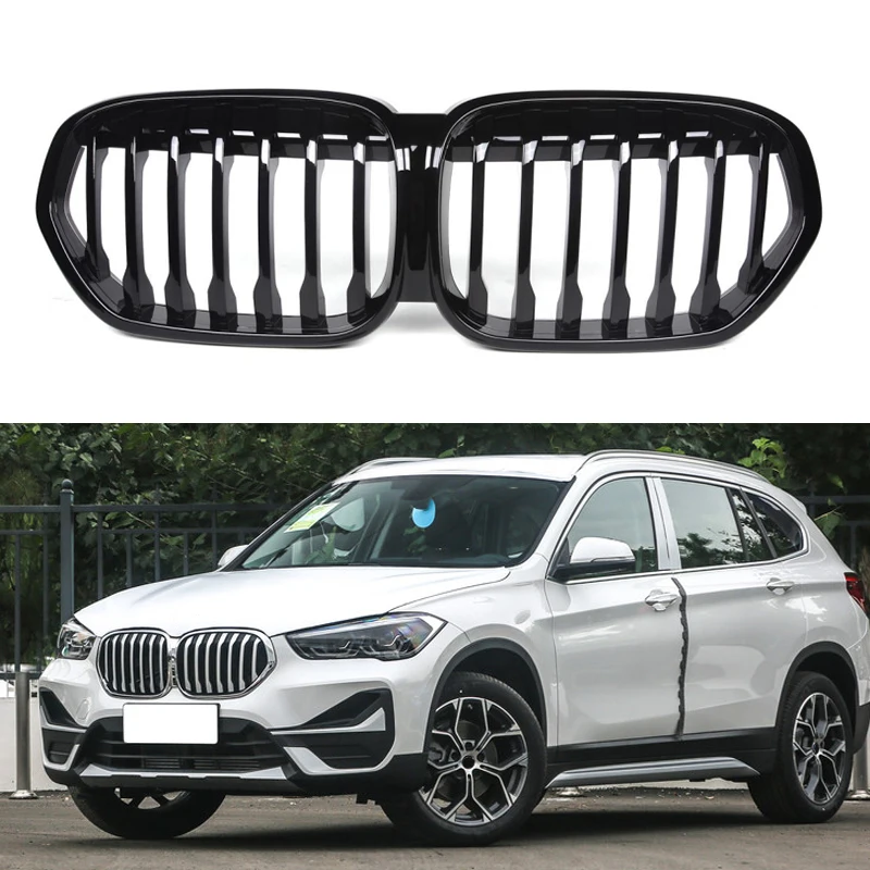

Решетка для переднего бампера автомобиля, для BMW X1 F48 2020, черный глянцевый АБС-пластик, гоночные решетки, аксессуары для стайлинга автомобиле...