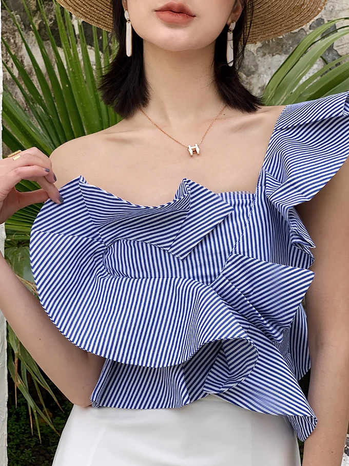 

WTIANYUW 2021 новая сексуальная женская рубашка без бретелек с открытой спиной простой дизайн чувственный цветок женский темпераментный дикий Т...