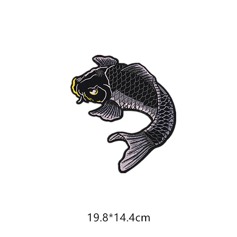 B Big Lucky carp черная рыбка Железная на вышитые нашивки с полосками для одежды DIY наклейки для аппликаций нашивки пэтчворк Национальный - Цвет: B