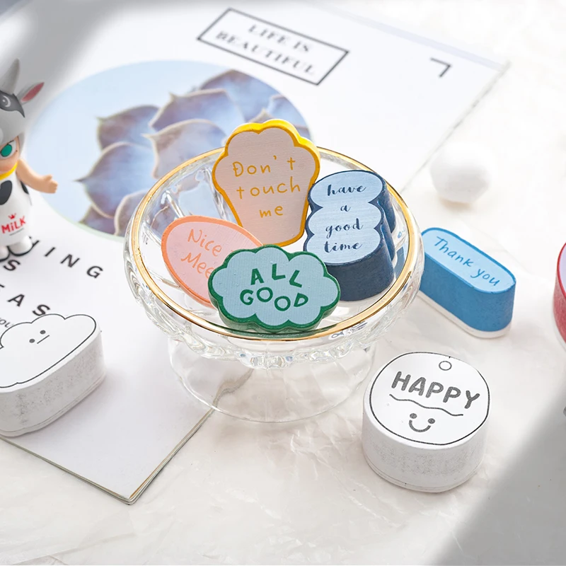 8 видов конструкций INS стиль милый нерегулярный деревянный резиновый штамп для