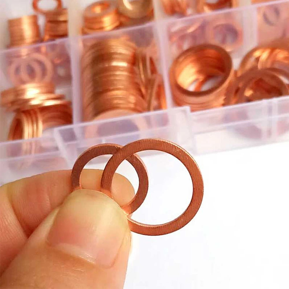 

400 Pcs Set Copper Seals Copper Washers M5 M6 M8 M10 M12 M14 M16 M18 M20 M22 Oil Copper Rings Hardware Fasteners Accessories