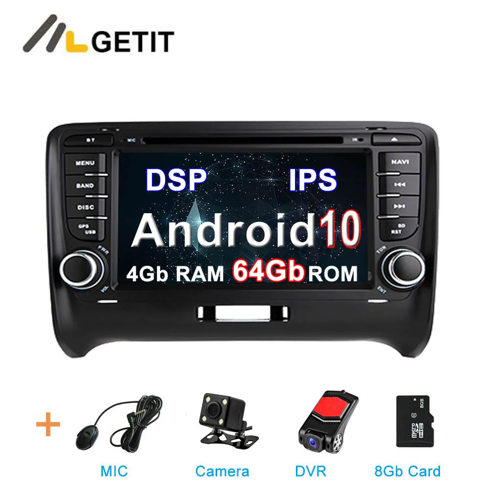 4G CAM DVR SD DSP DSP ips Android 10 Автомобильный DVD стерео мультимедийный плеер радио gps для Audi TT MK2 8J 2006 2007 2008 2009 2010 2011 2012 - Цвет: 4G CAM DVR SD DSP
