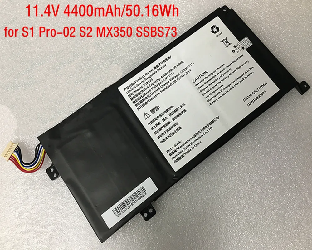 

11.4V 4400MAH 50.16WH Genuine SSBS73 Battery for MECHREVO S1 Pro-01 S1 Pro-02 S2-02 MX350 Series