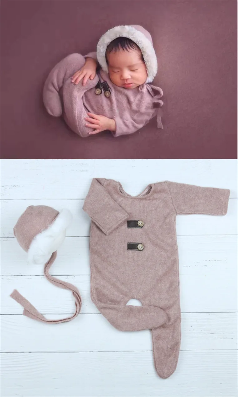 

Newborn Photography Props Baby Boy Girl Romper Bodysuits Outfit Hat Photography Baby Studio Shooting Props Clothing