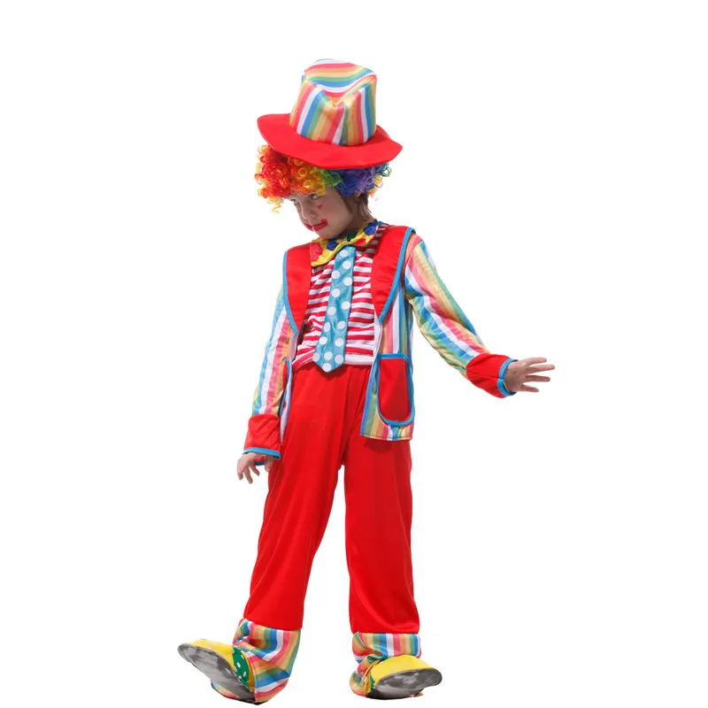 Детский костюм клоуна в цветную полоску для мальчиков Забавный Джокера дрола