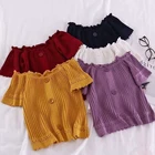 HELIAR женские футболки на пуговицах, укороченные женские топы с квадратным воротником и открытыми плечами, женские весенние Рубашки с коротким рукавом