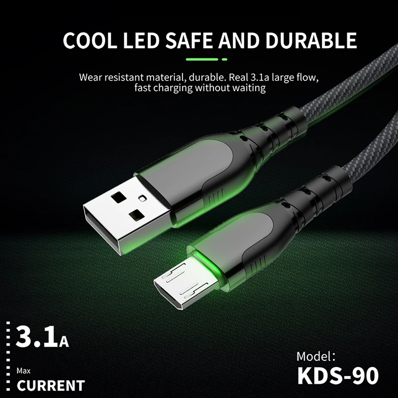 Jellico Micro USB кабель 3A нейлон Быстрая зарядка для передачи данных Samsung Xiaomi LG Tablet Android