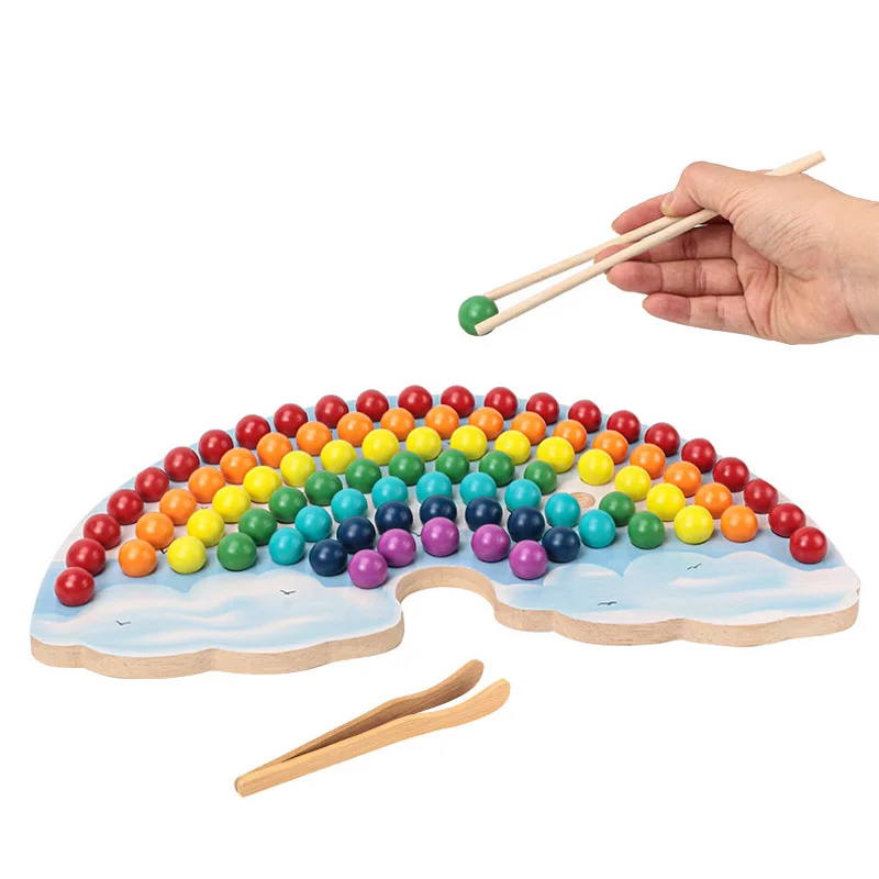 

Радужная настольная игра, деревянные сенсорные игрушки, обучающие игрушки для детей 3 года, Монтессори, сортировка цветов, тонкая фотографи...