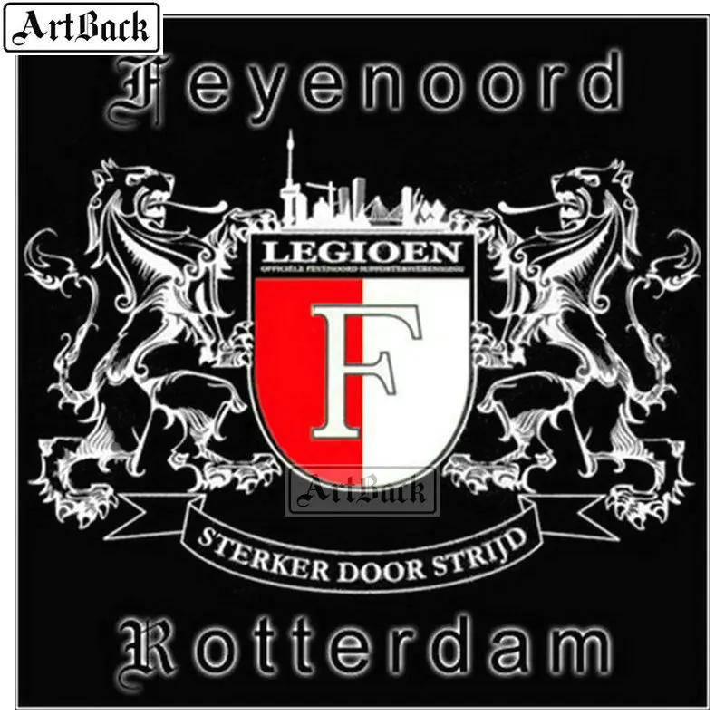 Алмазная картина Feyenoord Роттердам 20x20 см футбольная икона Полная площадь - Цвет: D