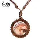 Азиатских в винтажном стиле; Одежда для мамы и ребенка ожерелье с фото Густав Климт поцелуй художественная серия Коллекция стеклянный купол дерево ожерелья с подвесками