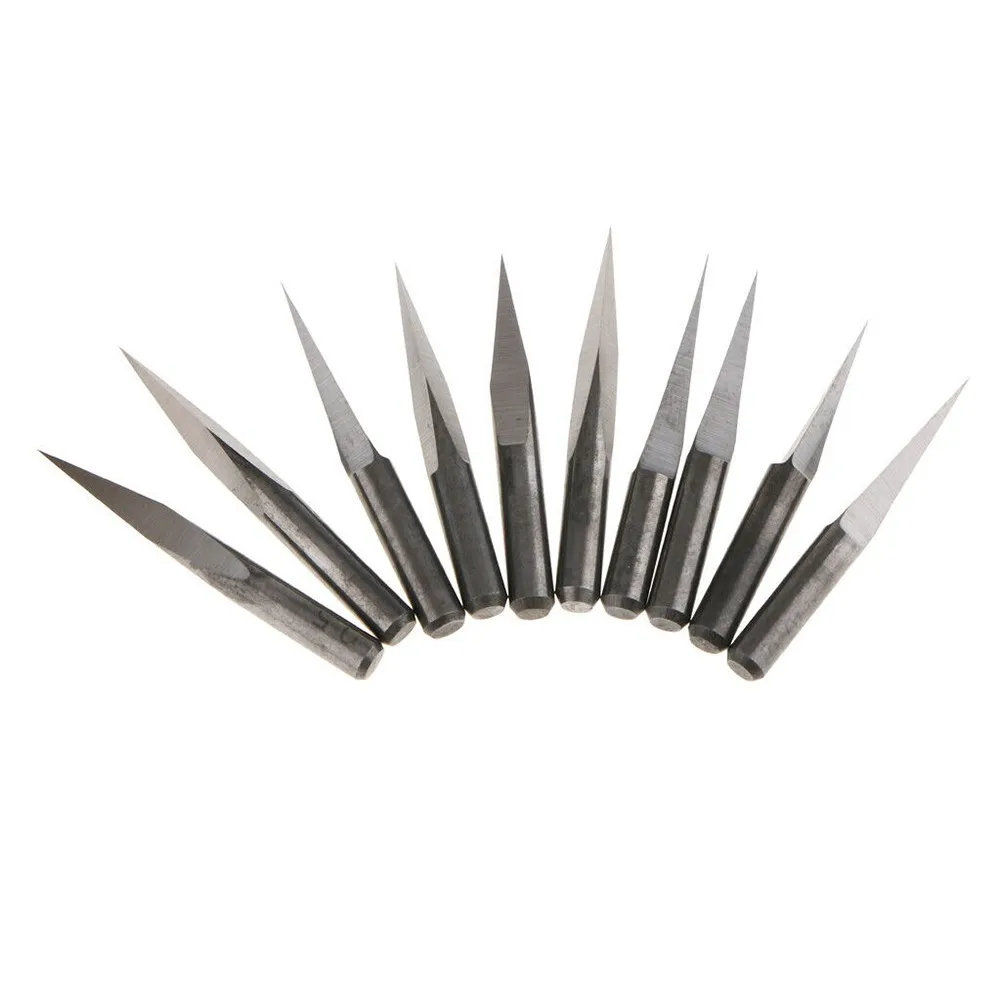 

10* 10pcs End Mill 10pc Tungsten Steel Wooden 10 Angle 3.175mm Shank