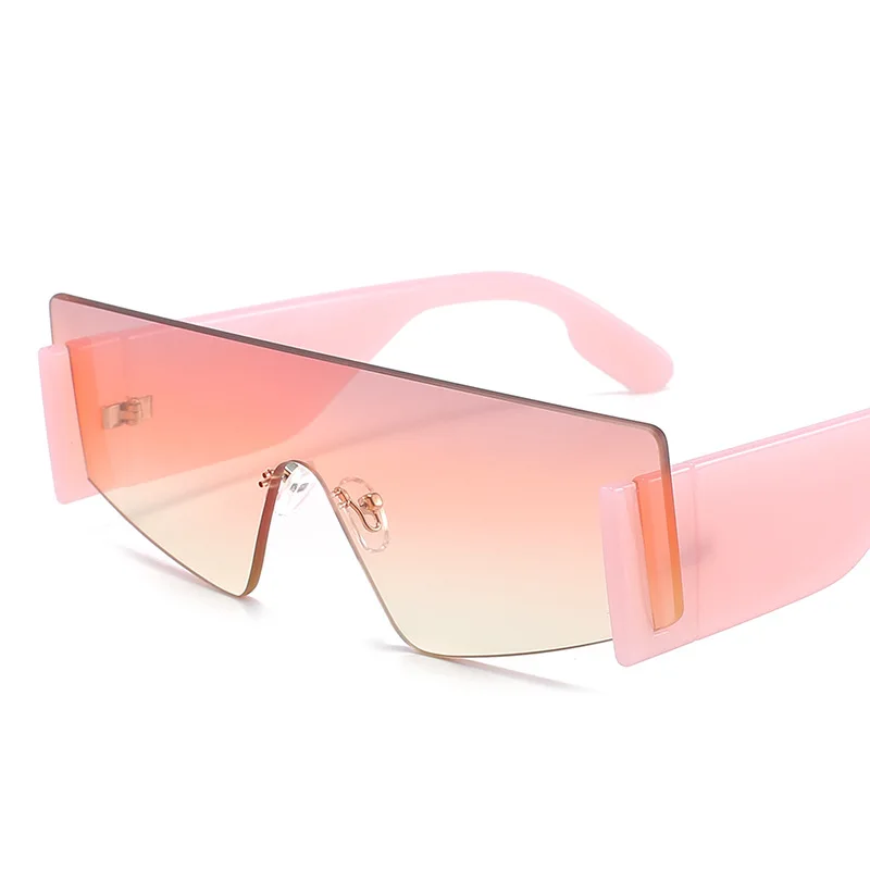 

Vazrobe Steampunk Sunglasses Women One-piece Rimless Sun Glasses for Female Pink Shades Cool Fashion Eyewear 2021 New Style
