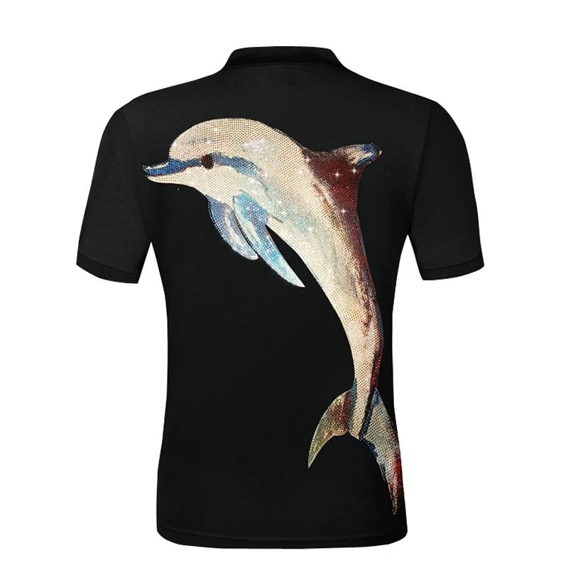 

2020 Men's Polo Shirt Fashion Dolphin Diamond Lapel Short Sleeve Shirt Trend Cotton Europe and America Station Highstreet Top