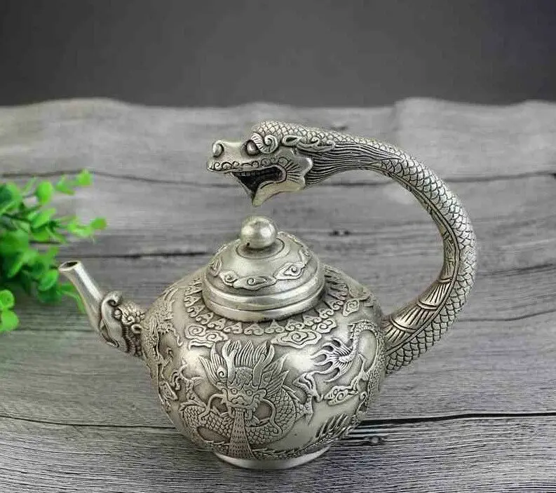 

Китайская старинная медная ручка дракона Longzui flagon чайный набор Xuande Year