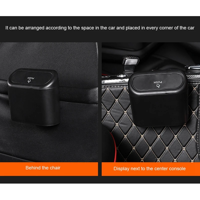 

DHBH-Car Trash Can Interior Organizer Storage Box Car Garbage Bag Press Sealed Trash Can Auto Storage Bin Accessories