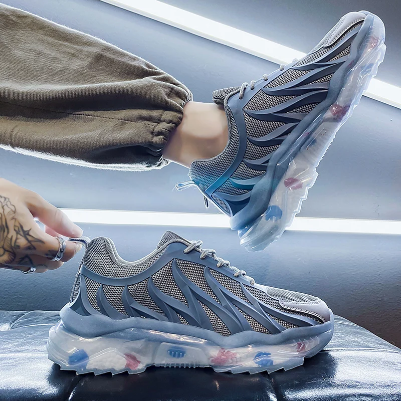 Мужские кроссовки на платформе дизайнерские дышащие повседневная обувь большие