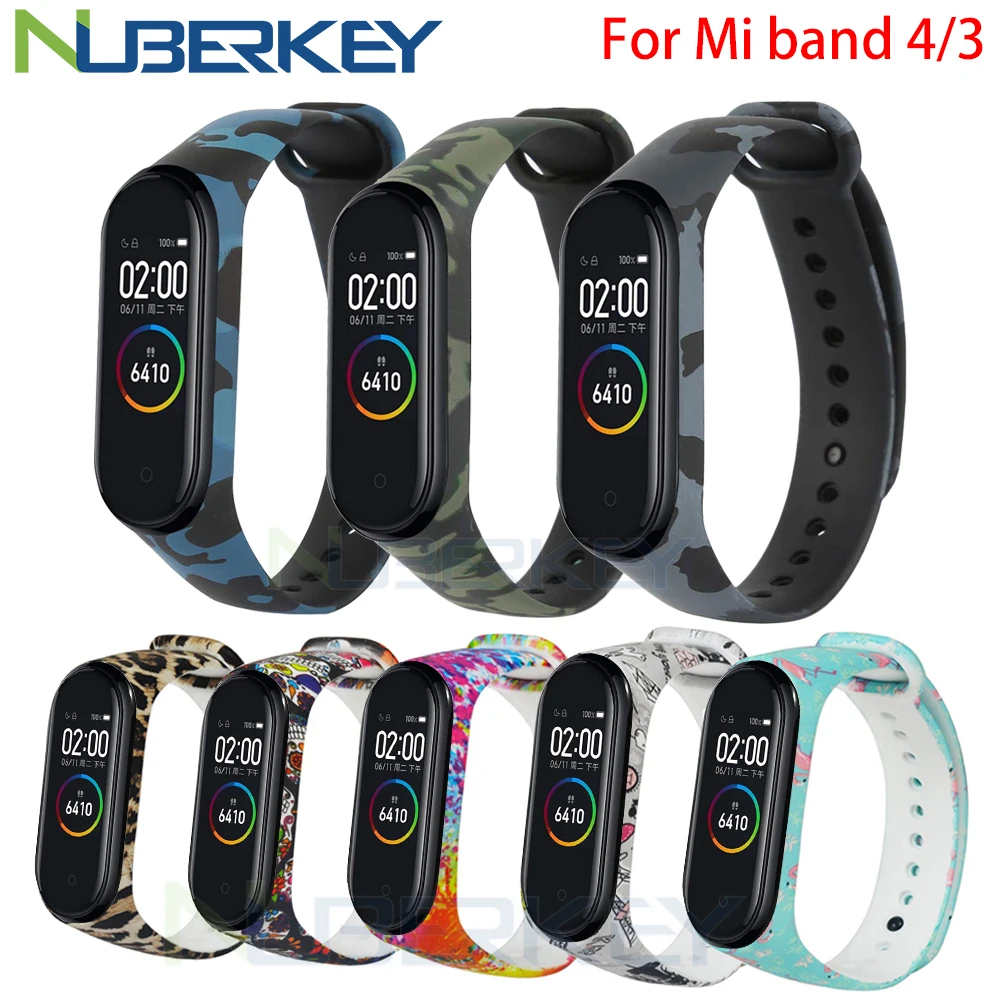 Браслет Камуфляжный для Xiaomi Mi Band 4 силиконовый ремешок с цветочным принтом miband 3