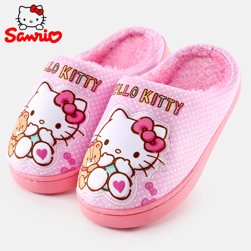 

Детские мягкие хлопковые тапочки Hello Kitty, Симпатичные Мультяшные домашние тапочки для спальни, теплая плюшевая Мягкая Повседневная обувь дл...