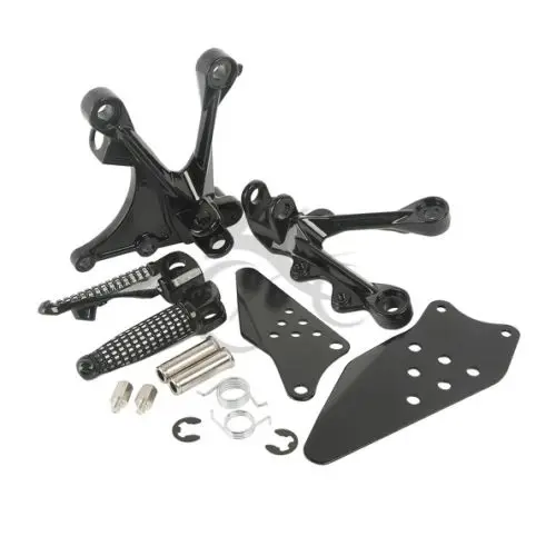 

Motorcycle Matte Black Front Rider Footpegs Bracket Set For KAWASAKI ZX636 05-06 ZX6R 05-08