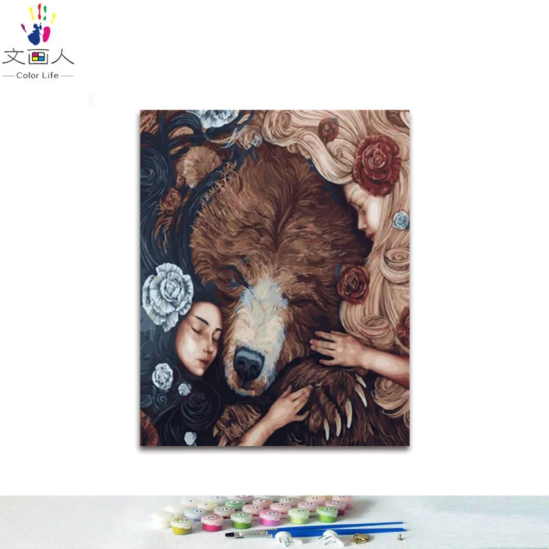 DIY цифровой рисунок с героями мультфильма Красавица и Чудовище художественный