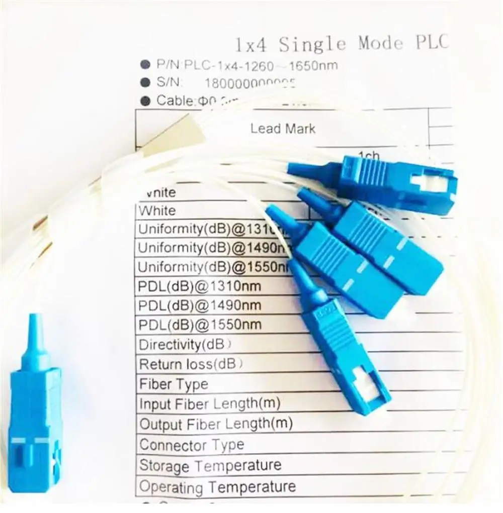 Трубчатый Соединительный Сплиттер Волоконно-оптический ПЛК SC/UPC SC APC Mini 1x4 1m 10