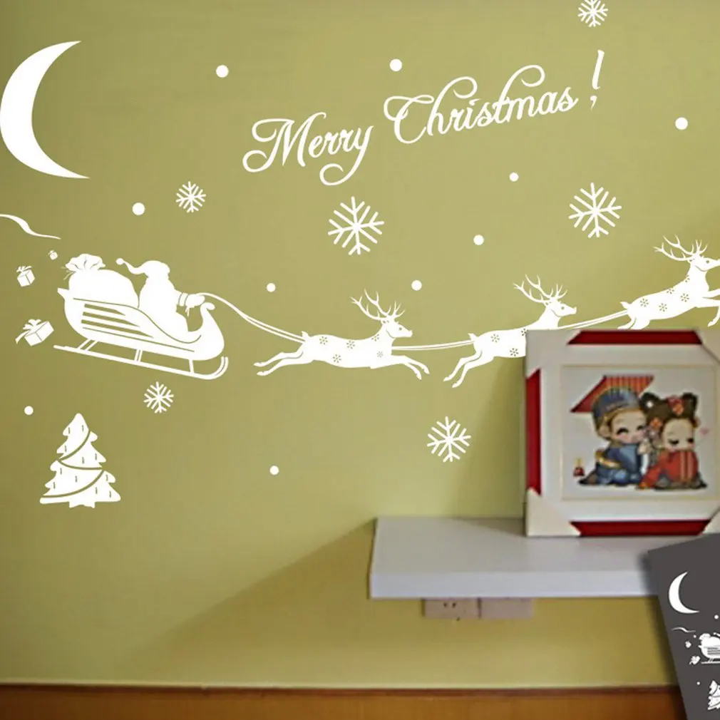 Маленький олень Санта магазин рождественские украшения наклейки окна